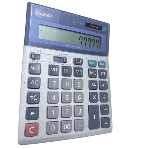 Casio DM-1200TE Two Way Power Tax & Exchange Calculator Tested Large Buttons Guc - Picture 1 of 9